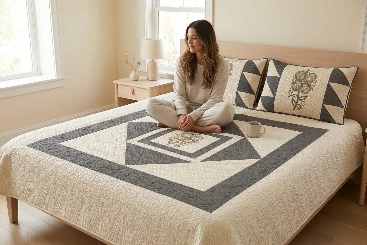 Hand Quilted Queen Bedcover