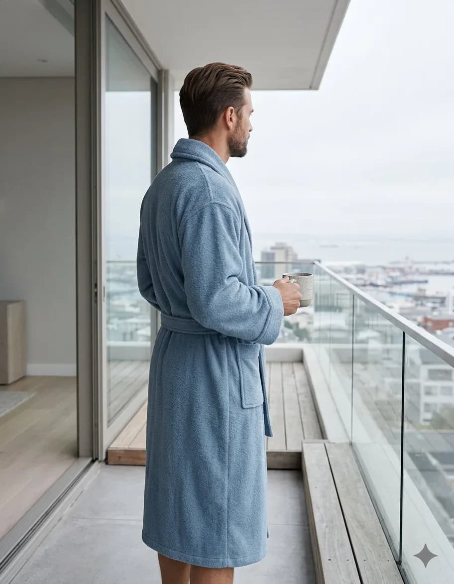 Pure Cotton Unisex Bathrobe Skyblue Large