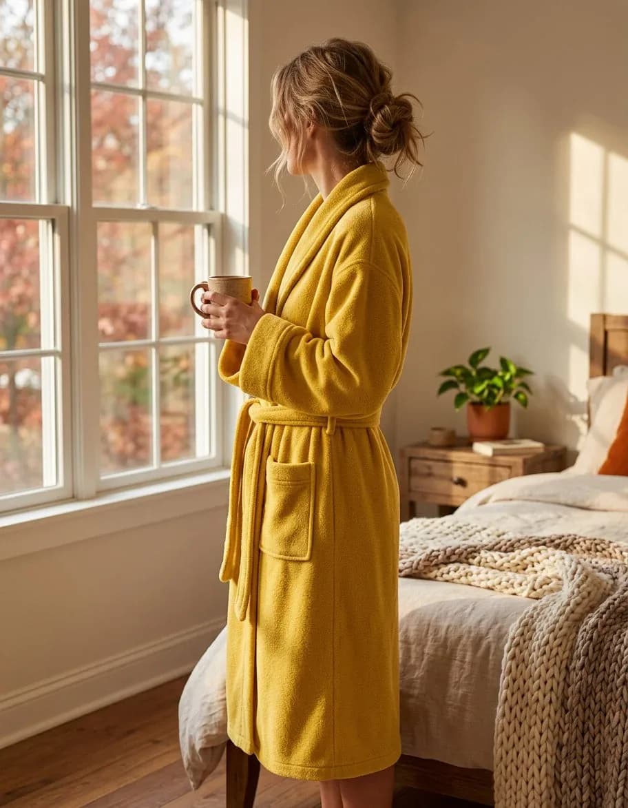 Pure Cotton Unisex Bathrobe Lemon Large