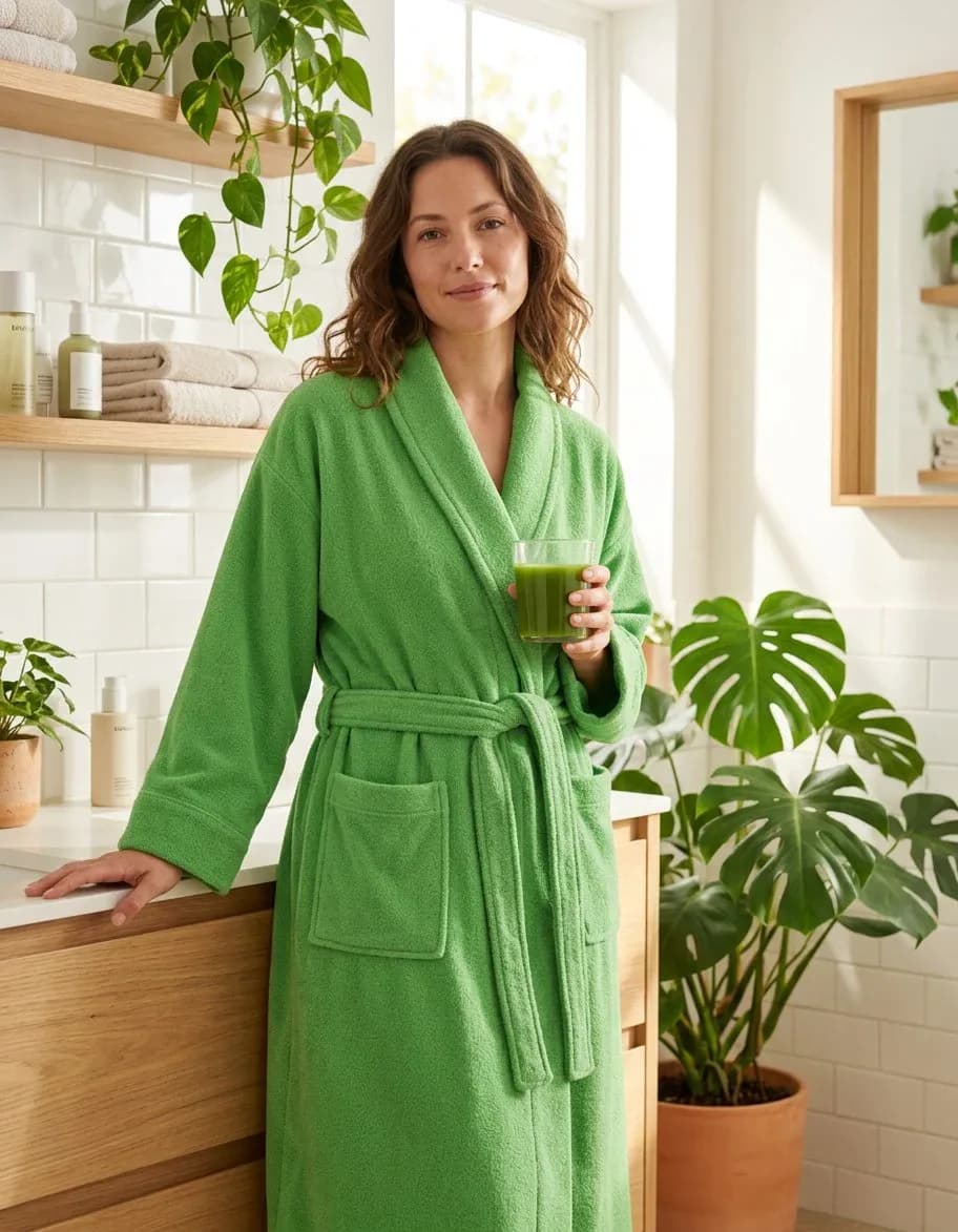 Pure Cotton Unisex Bathrobe SeaGreen Medium