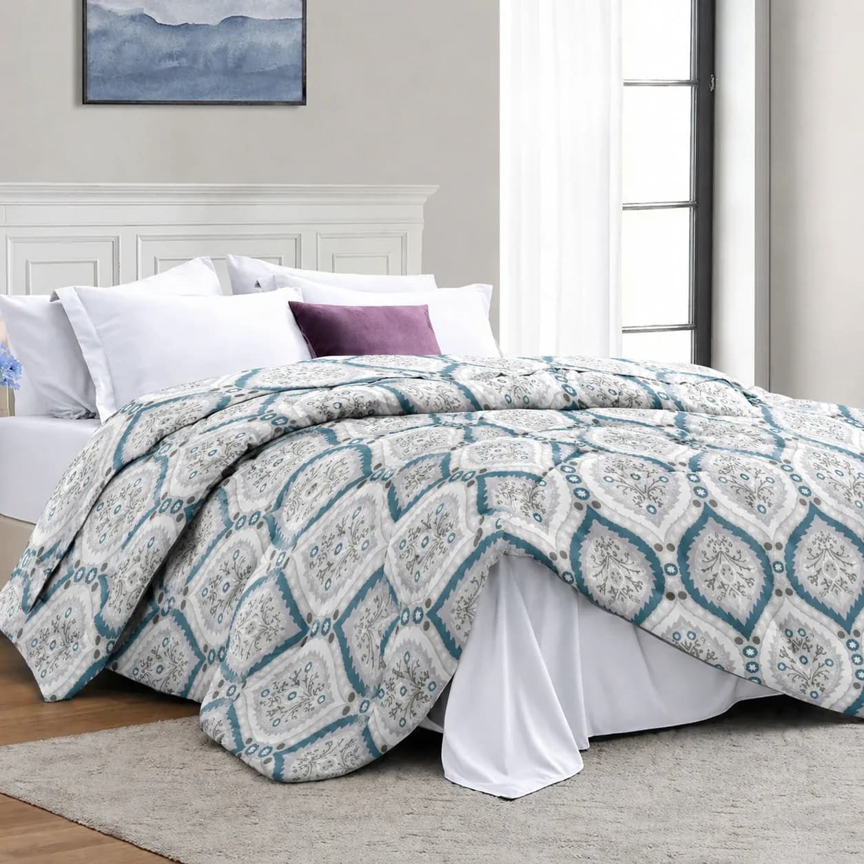 Rome 250GSM Printed Reversible Queen Comforter