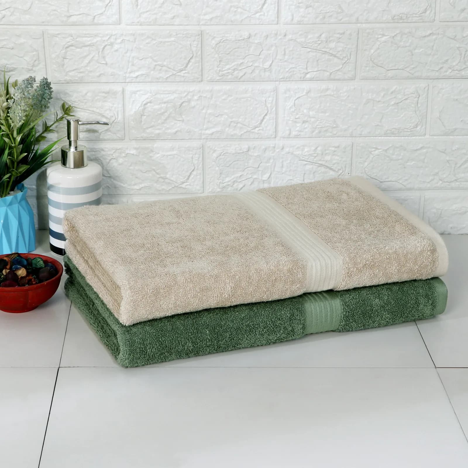 Rise N Shine 100% Pure Cotton Towel | Set of 2 | Unisex | Large Towel | Zero Twist Towel