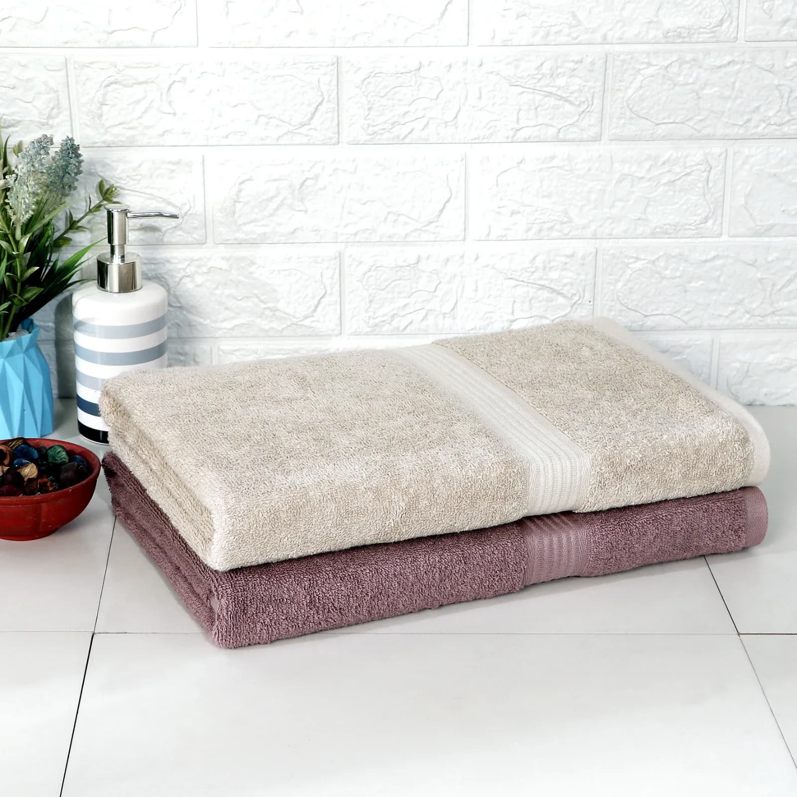 Rise N Shine 100% Pure Cotton Towel | Set of 2 | Unisex | Large Towel | Zero Twist Towel