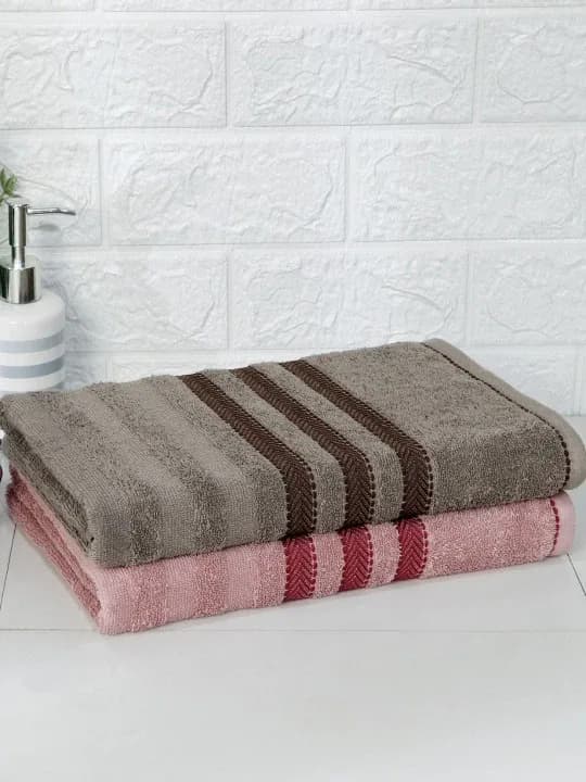 Cozy Nest 100% Pure Cotton Towel | Set of 2| Unisex | Large Towel | Rise N Shine 100% Pure Cotton Towel | Set of 2 | Unisex | Large Towel | Zero Twist Towel