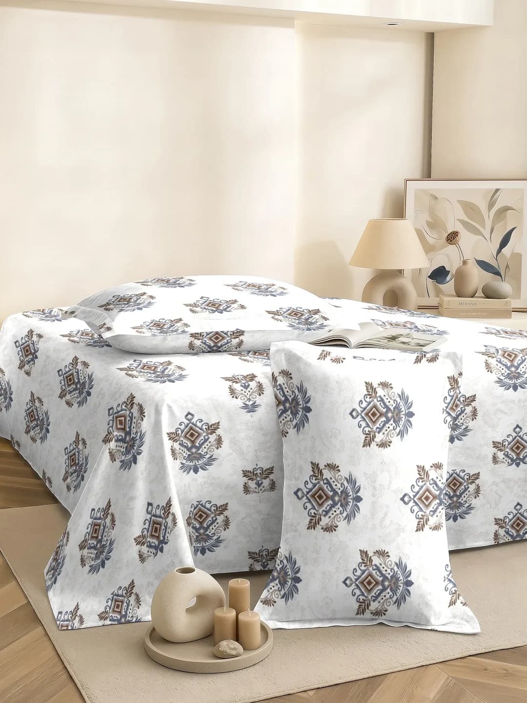 Fantasy 180 TC Cloud Cotton King Bedsheet Set – 108x108 inches