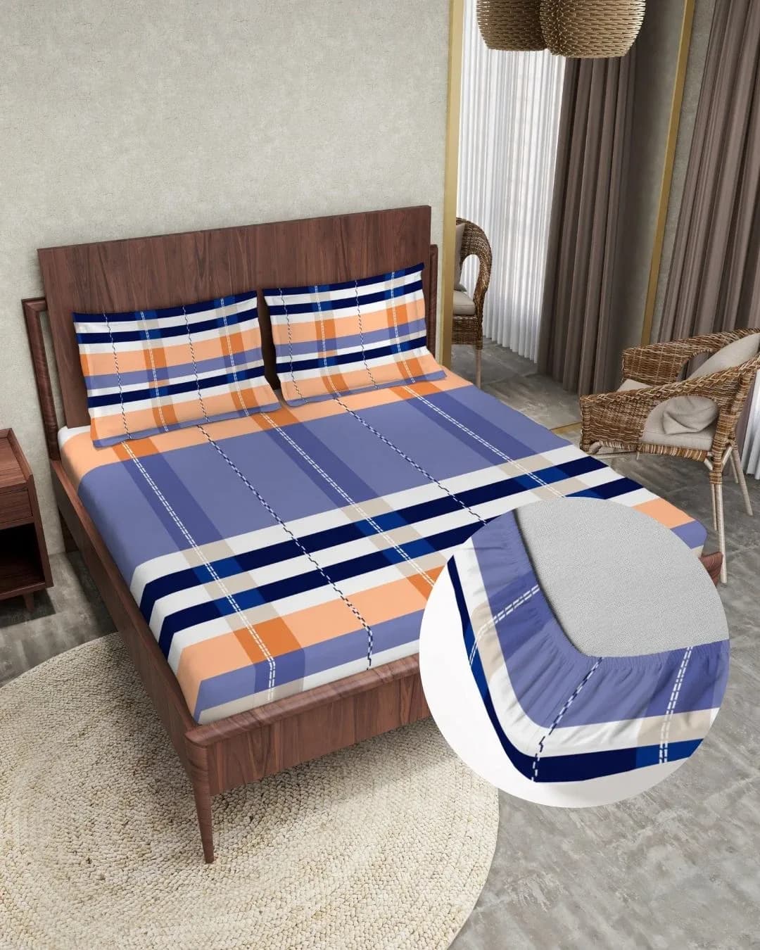 Fantasy 360 Degree Fitted 180 TC Cloud Cotton King Bedsheet Set – 108x108 inches