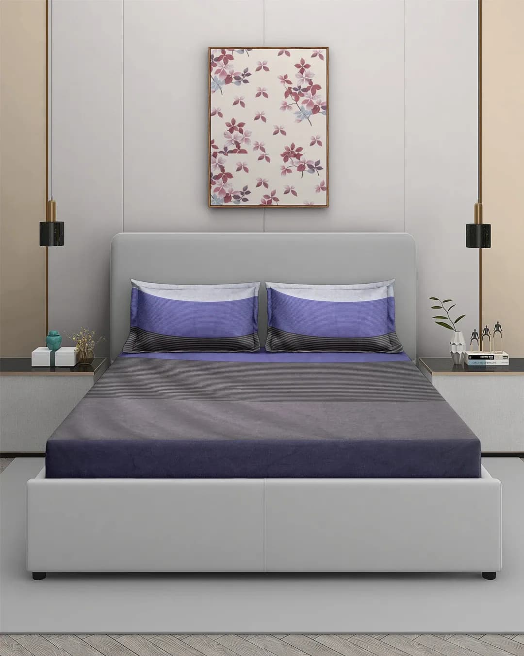 Striped Bedsheet with 2 Pillow Covers