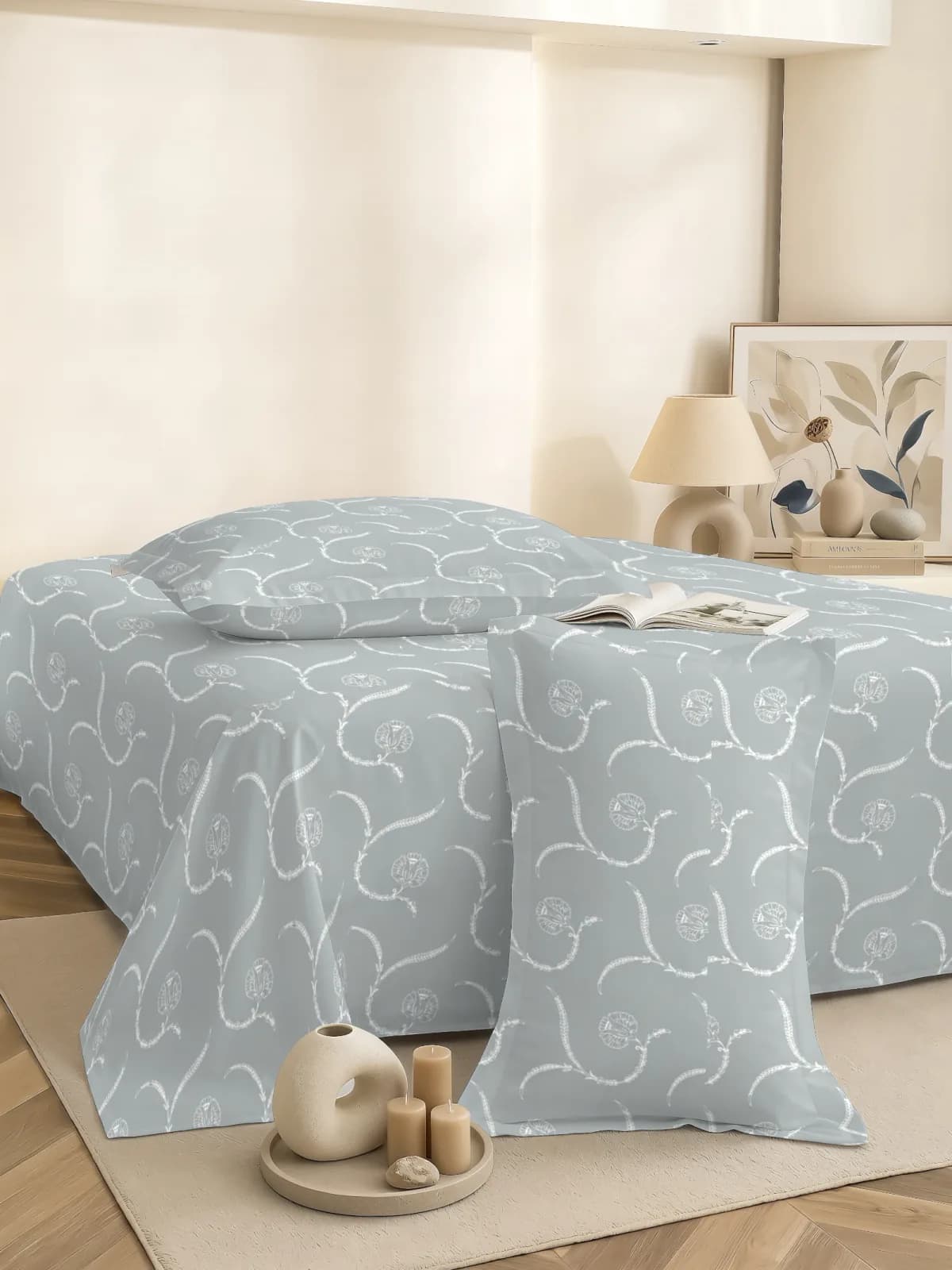 QHxHOMCOT Vine 100% Pure Cotton King Bedding Set | 108x108 Inches