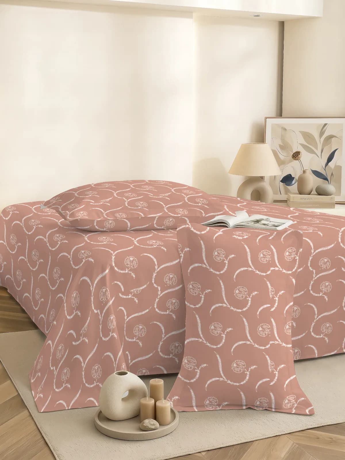 QHxHOMCOT Vine 100% Pure Cotton King Bedding Set | 108x108 Inches