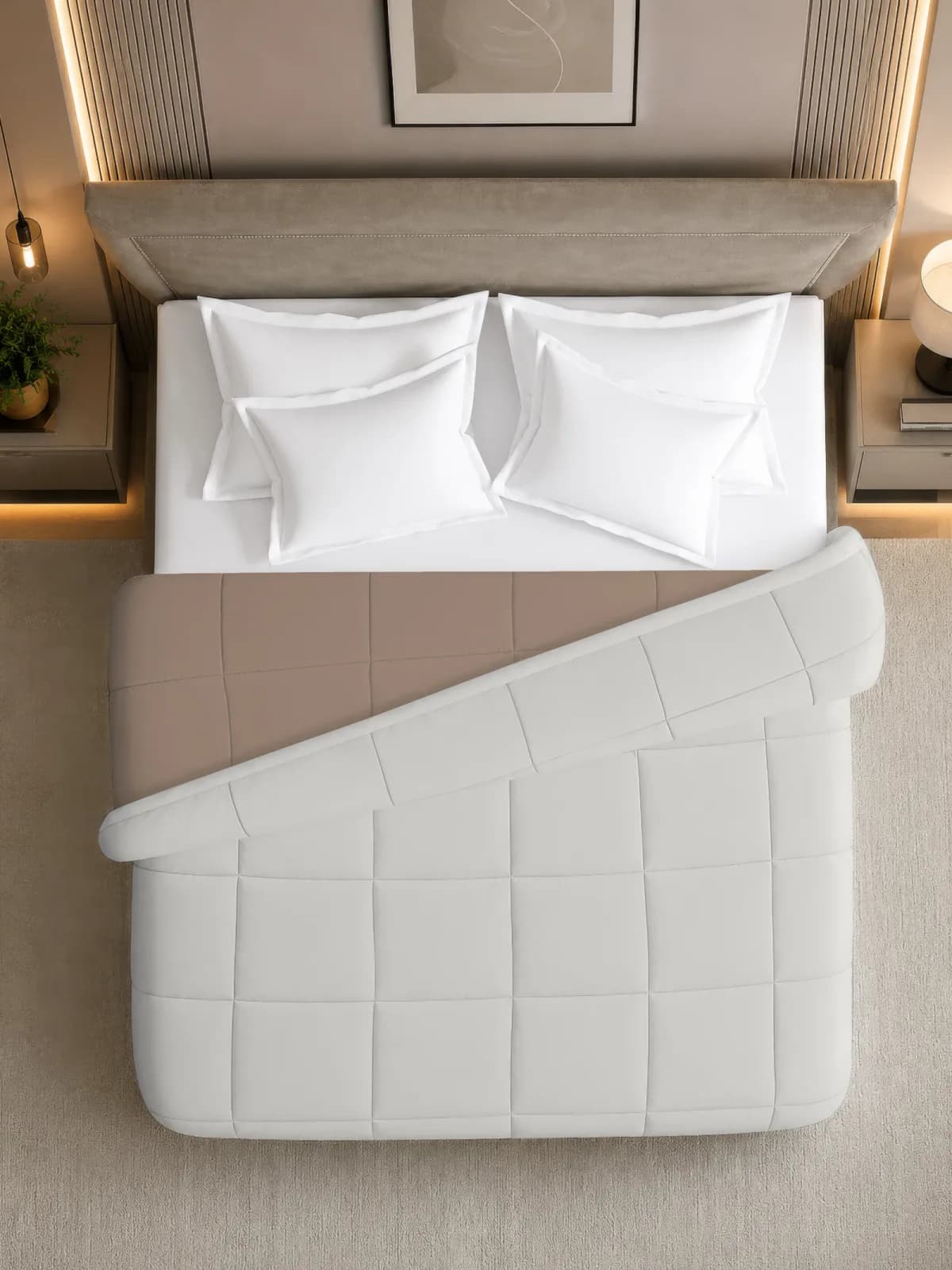 Nest 250 GSM Solid Double Bed Reversible Comforter | AC Blanket | Dohar | 90x100 Inches