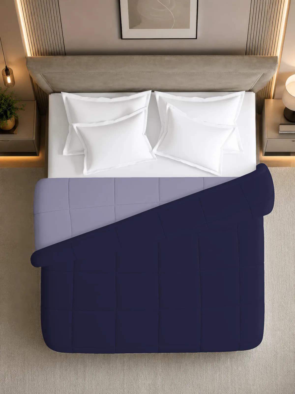 Nest 250 GSM Solid Double Bed Reversible Comforter | AC Blanket | Dohar | 90x100 Inches