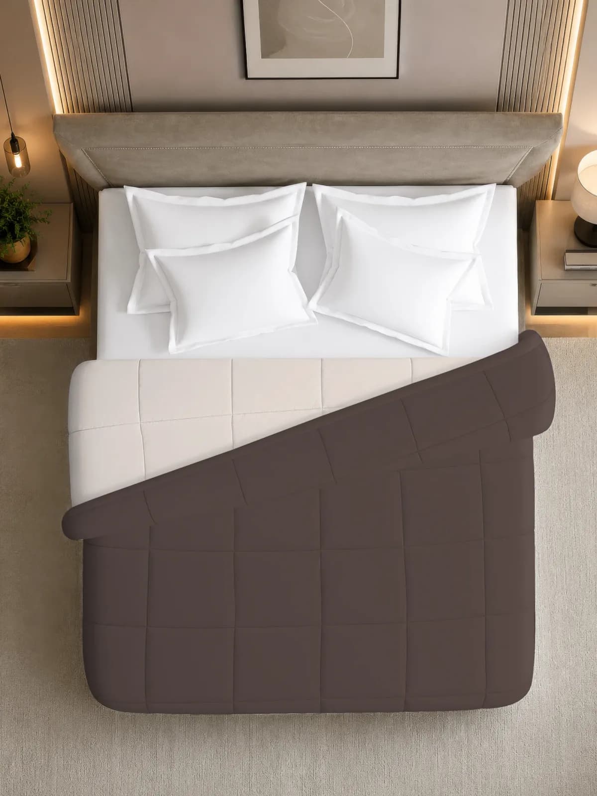 Nest 250 GSM Solid Double Bed Reversible Comforter | AC Blanket | Dohar | 90x100 Inches