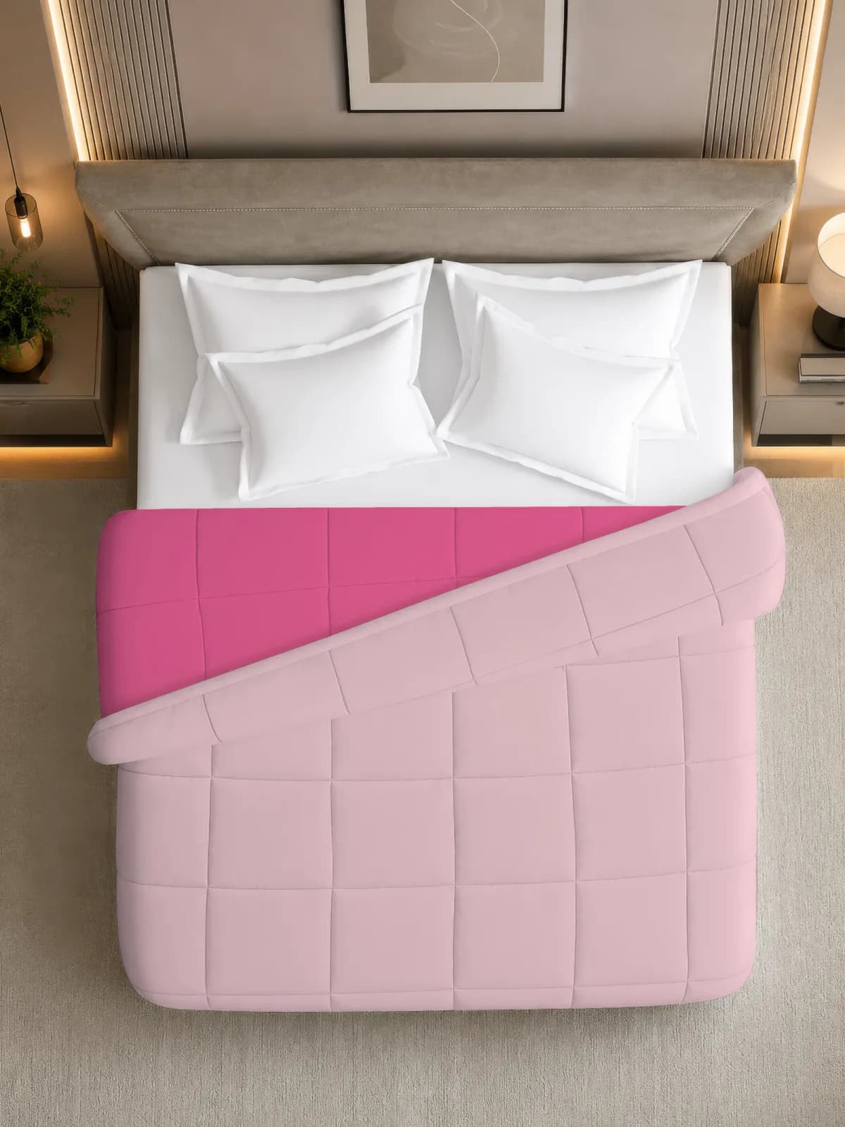 Nest 250 GSM Solid Double Bed Reversible Comforter | AC Blanket | Dohar | 90x100 Inches
