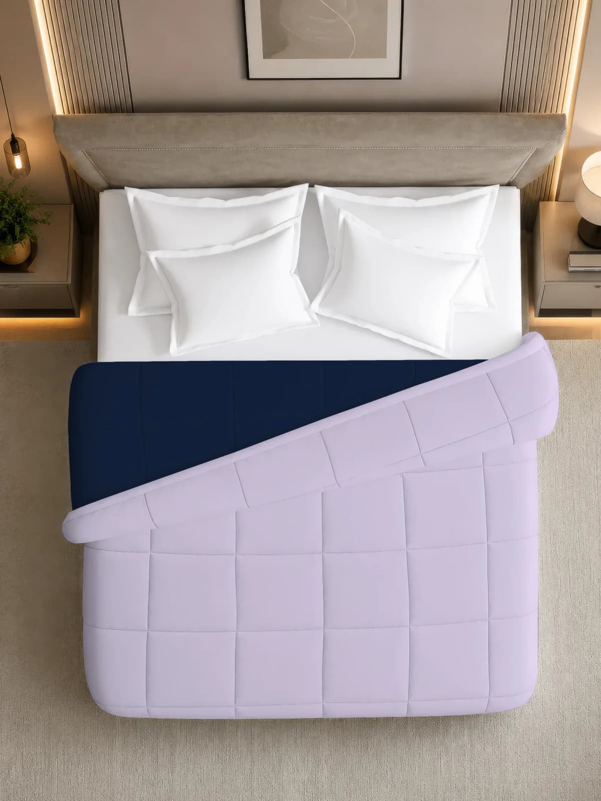 Nest 250 GSM Solid Double Bed Reversible Comforter | AC Blanket | Dohar | 90x100 Inches