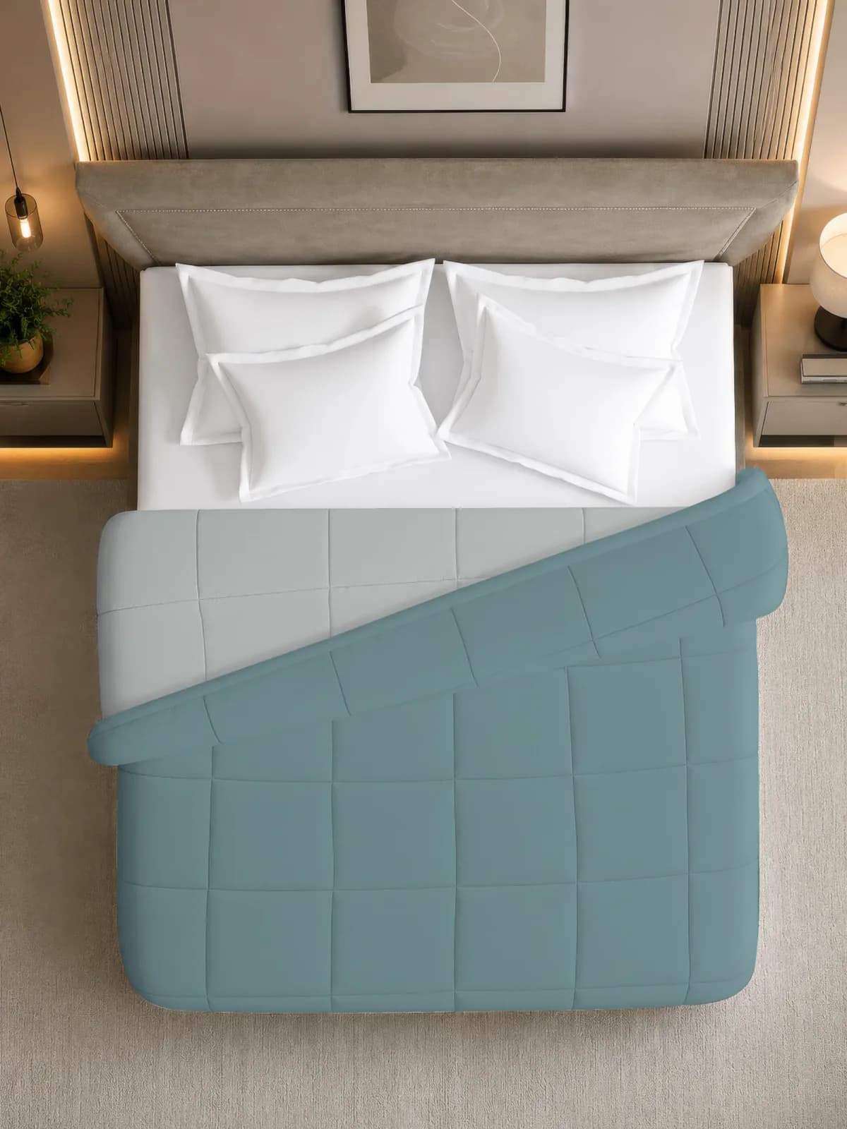 Nest 250 GSM Solid Double Bed Reversible Comforter | AC Blanket | Dohar | 90x100 Inches