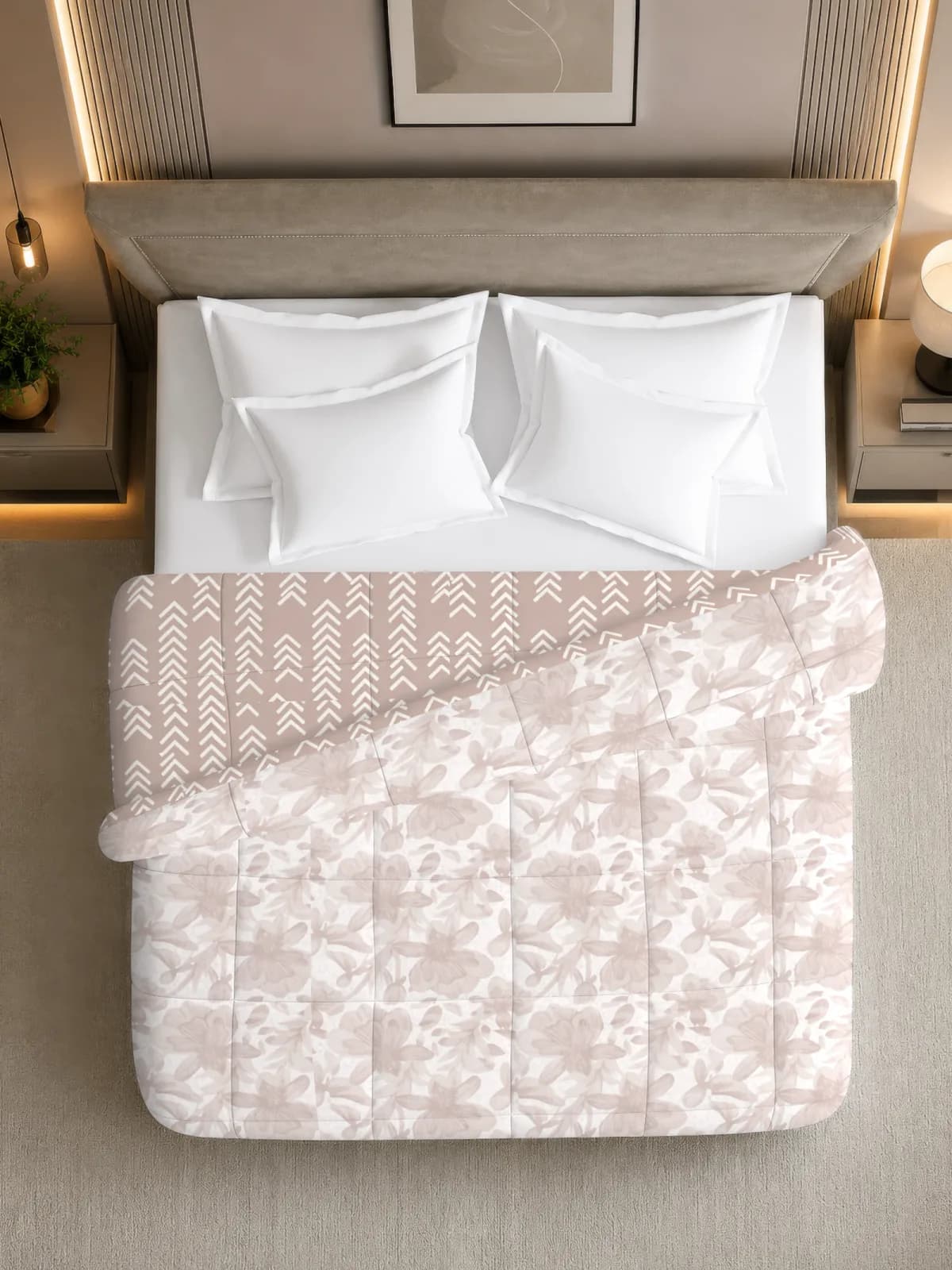 Oxford 280 GSM Printed King Bed Reversible Comforter | AC Blanket | Dohar | 105x105 Inches