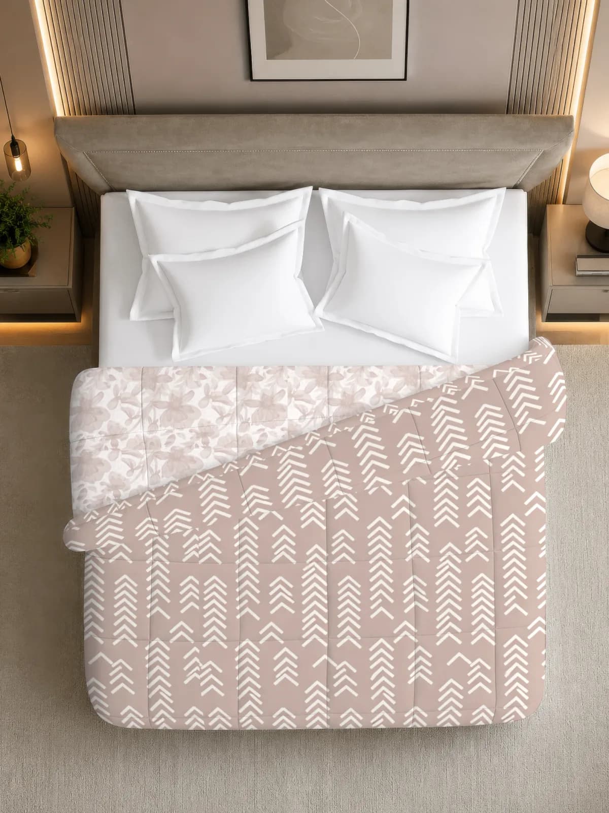 Oxford 280 GSM Printed King Bed Reversible Comforter | AC Blanket | Dohar | 105x105 Inches