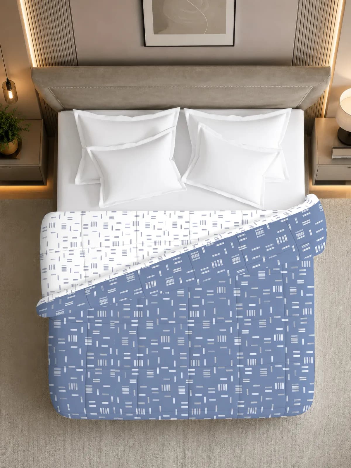 Oxford 280 GSM Printed King Bed Reversible Comforter | AC Blanket | Dohar | 105x105 Inches