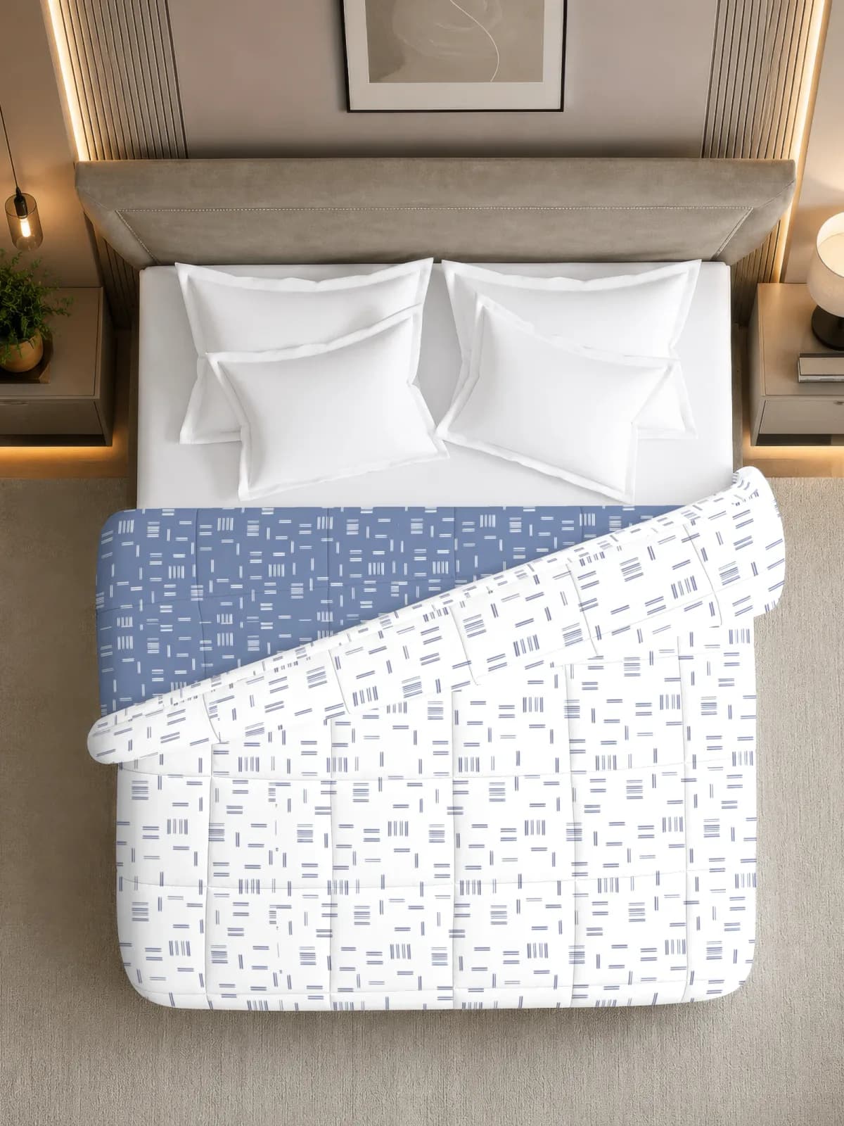 Oxford 280 GSM Printed King Bed Reversible Comforter | AC Blanket | Dohar | 105x105 Inches