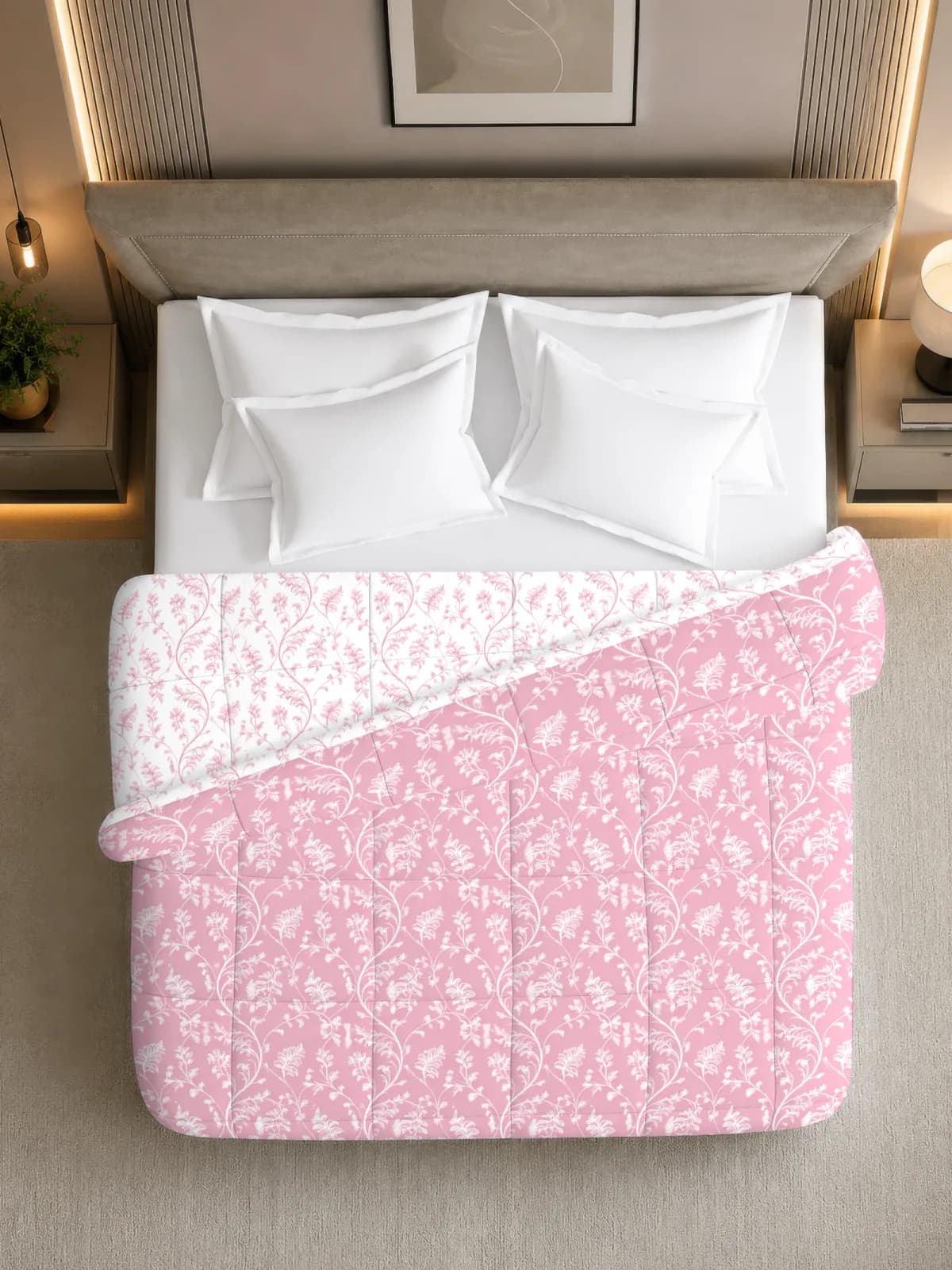 Oxford 280 GSM Printed King Bed Reversible Comforter | AC Blanket | Dohar | 105x105 Inches