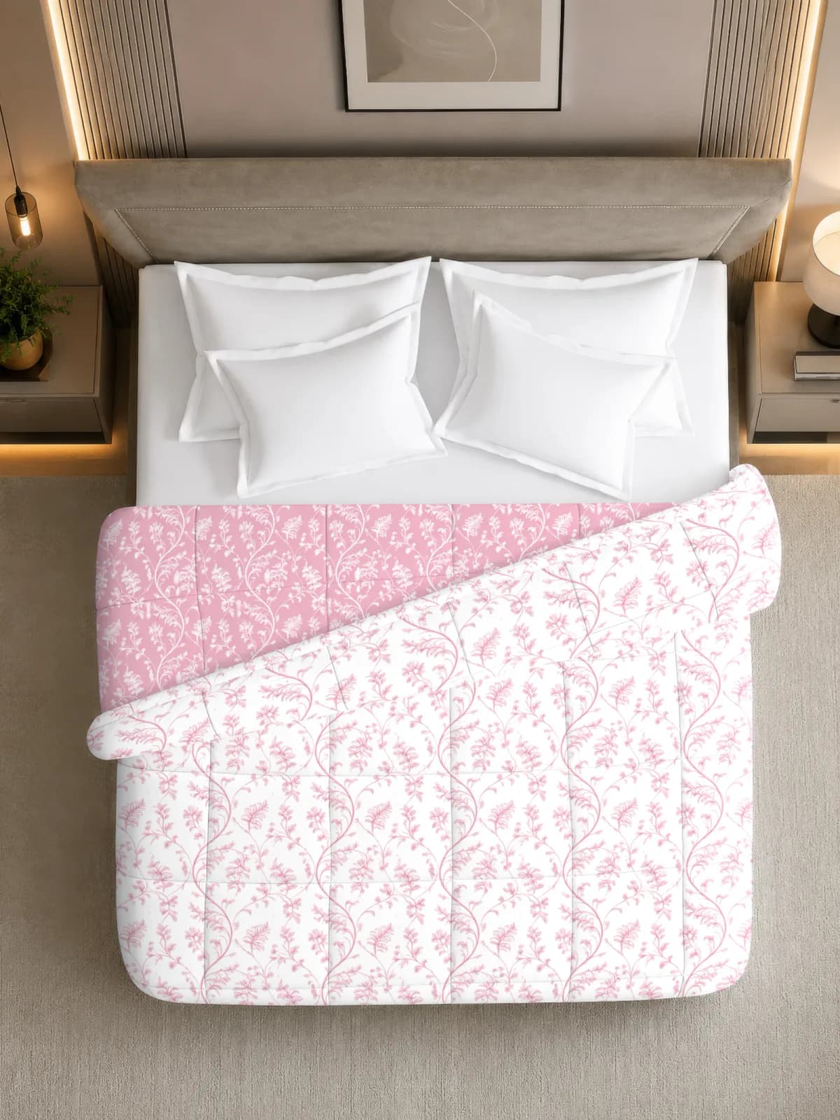 Oxford 280 GSM Printed King Bed Reversible Comforter | AC Blanket | Dohar | 105x105 Inches