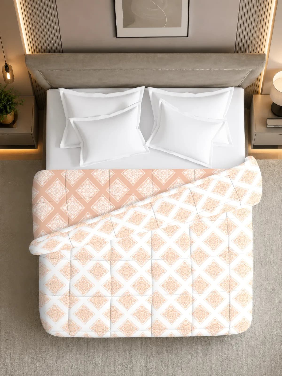 Oxford 280 GSM Printed King Bed Reversible Comforter | AC Blanket | Dohar | 105x105 Inches