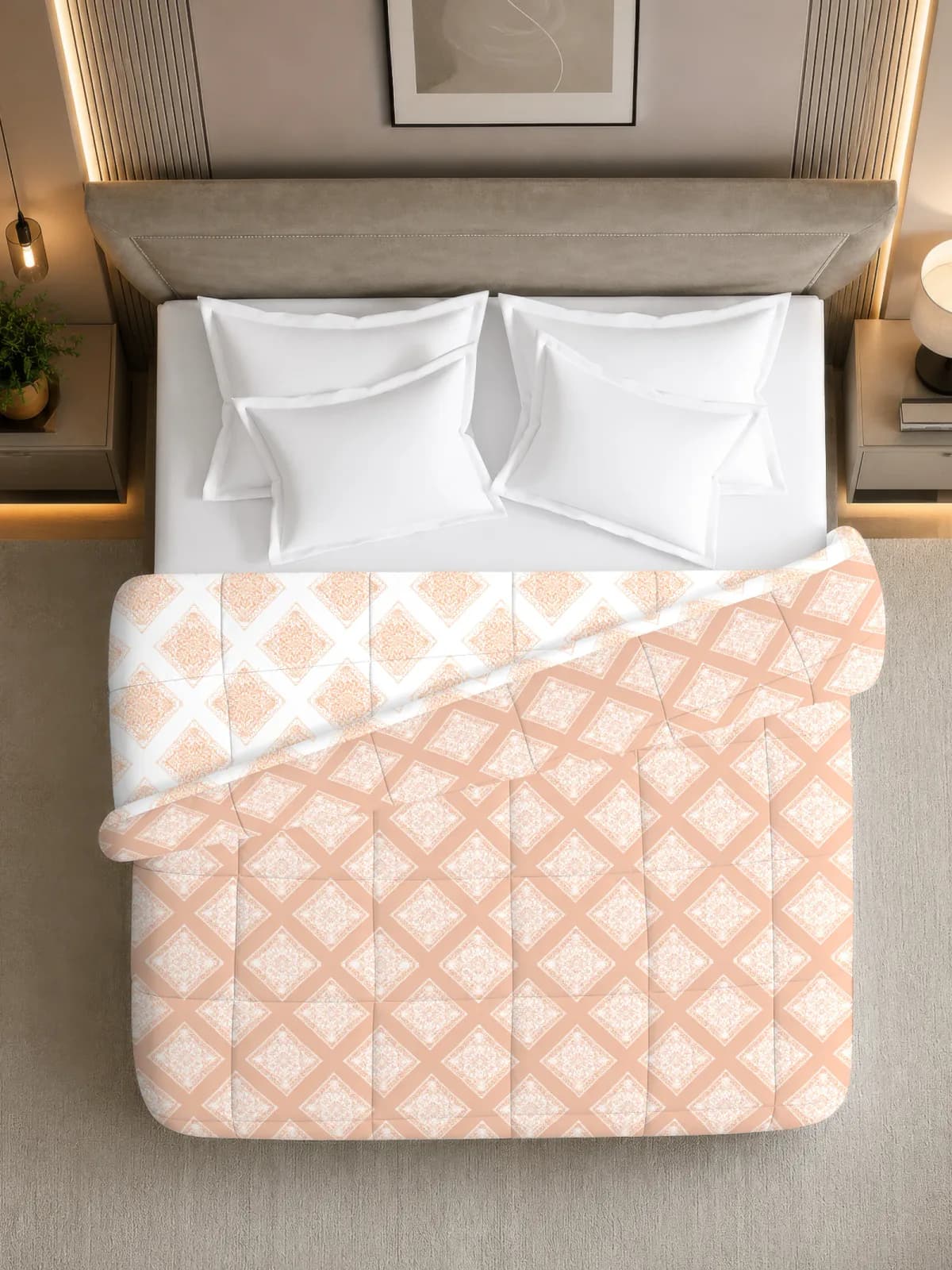 Oxford 280 GSM Printed King Bed Reversible Comforter | AC Blanket | Dohar | 105x105 Inches
