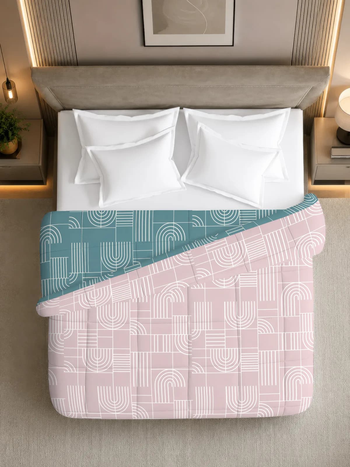 Oxford 280 GSM Printed King Bed Reversible Comforter | AC Blanket | Dohar | 105x105 Inches