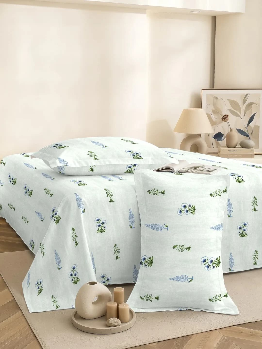 PETAL 180TC PERCALE SUPER KING BEDDING SET - MINT