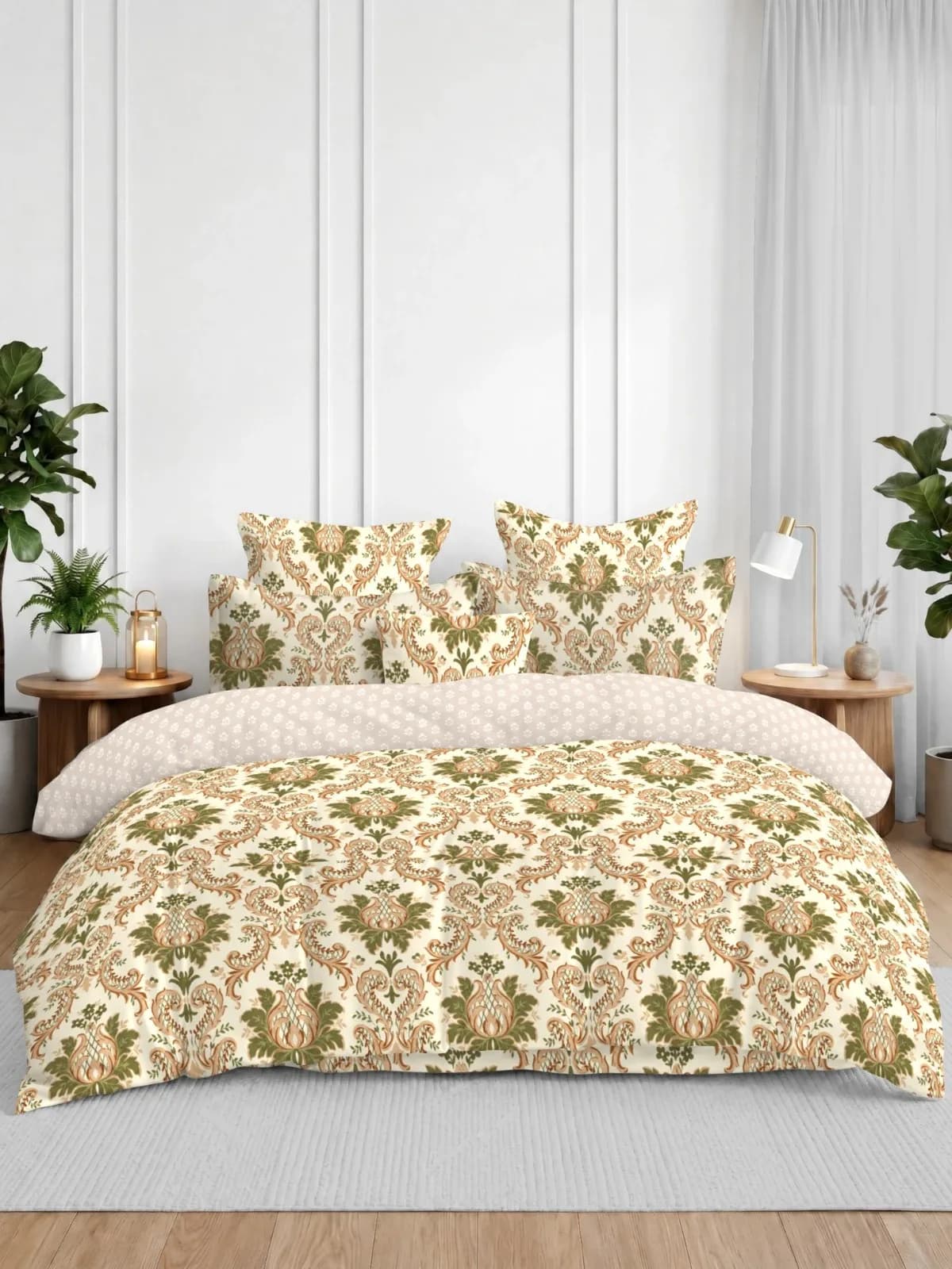 4Pc Bedding in a Bag | King bedding Set with Reversible Comforter | Bedsheet Size 108x108 Inches | Comforter Size 90x100