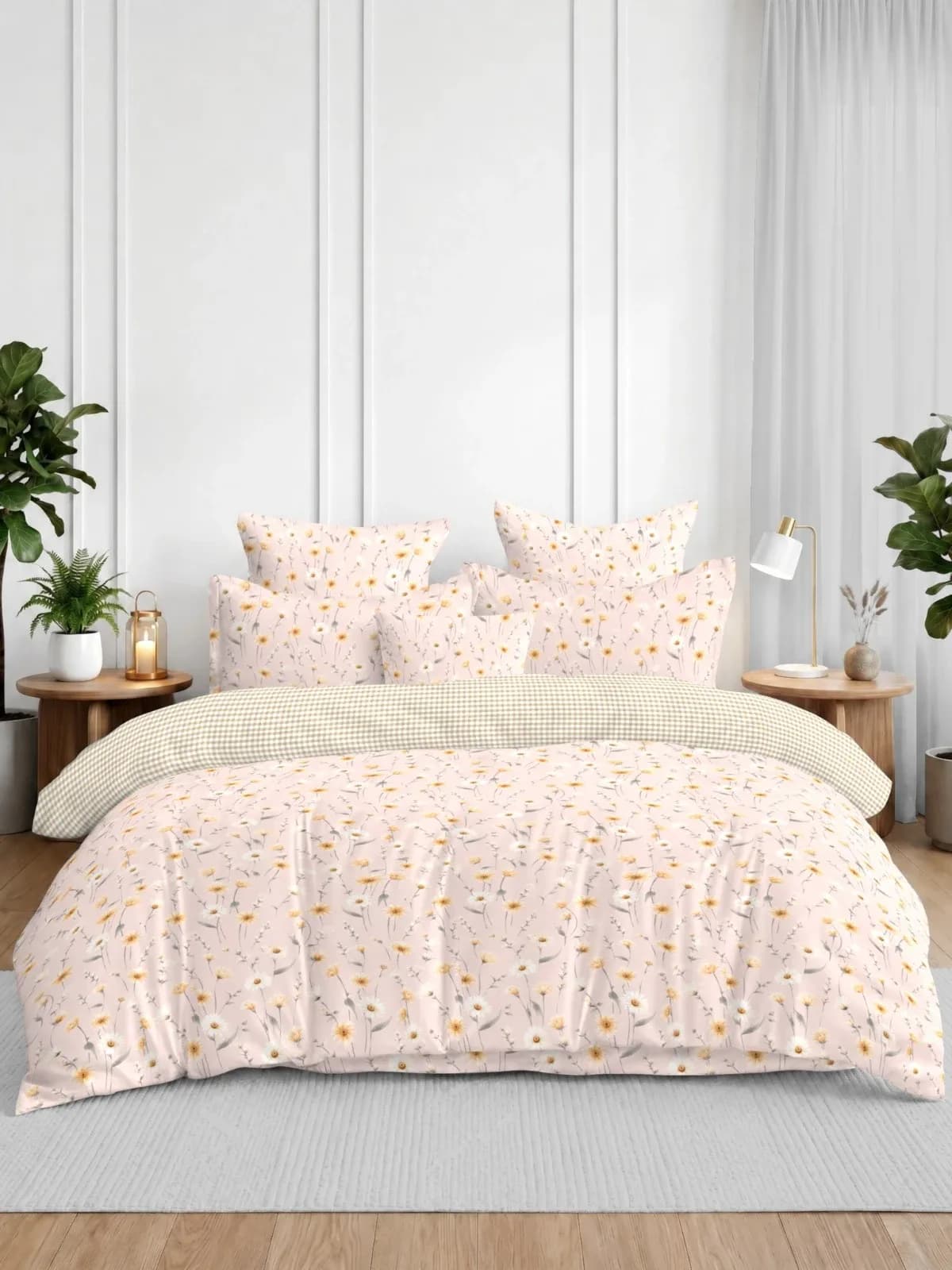 4Pc Bedding in a Bag | King bedding Set with Reversible Comforter | Bedsheet Size 108x108 Inches | Comforter Size 90x100