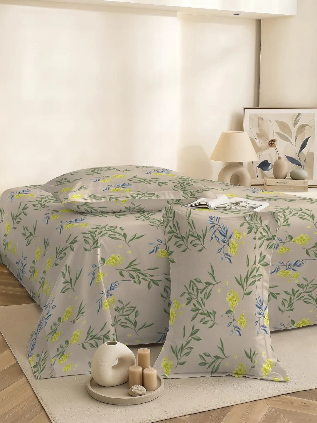 Rome Collection 210 TC Cloud Cotton King Bedsheet Set | 108x108 inches