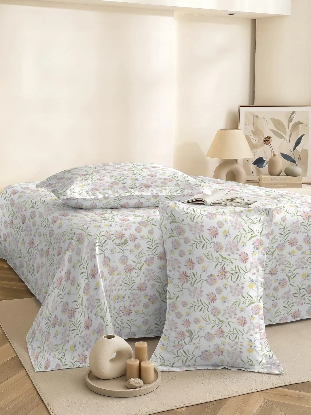 Rome Collection 210 TC Cloud Cotton King Bedsheet Set | 108x108 inches