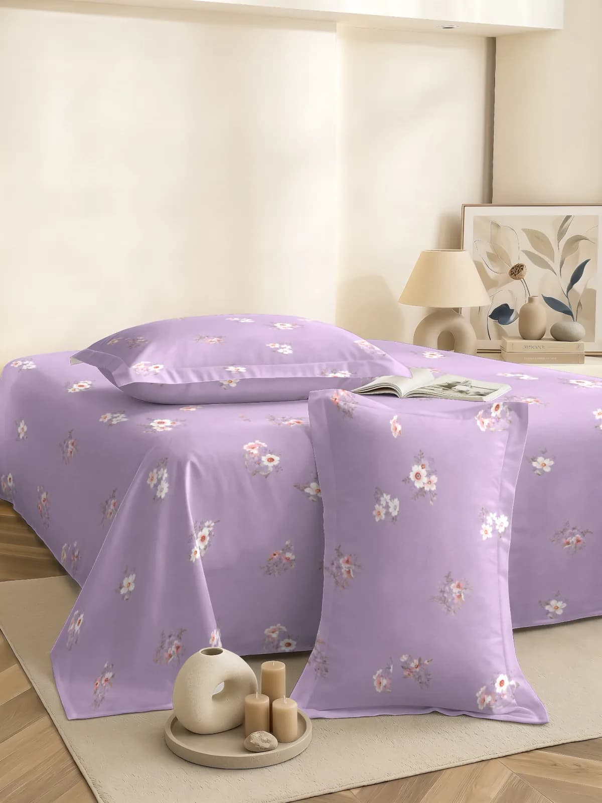 Rome Collection 210 TC Cloud Cotton King Bedsheet Set | 108x108 inches