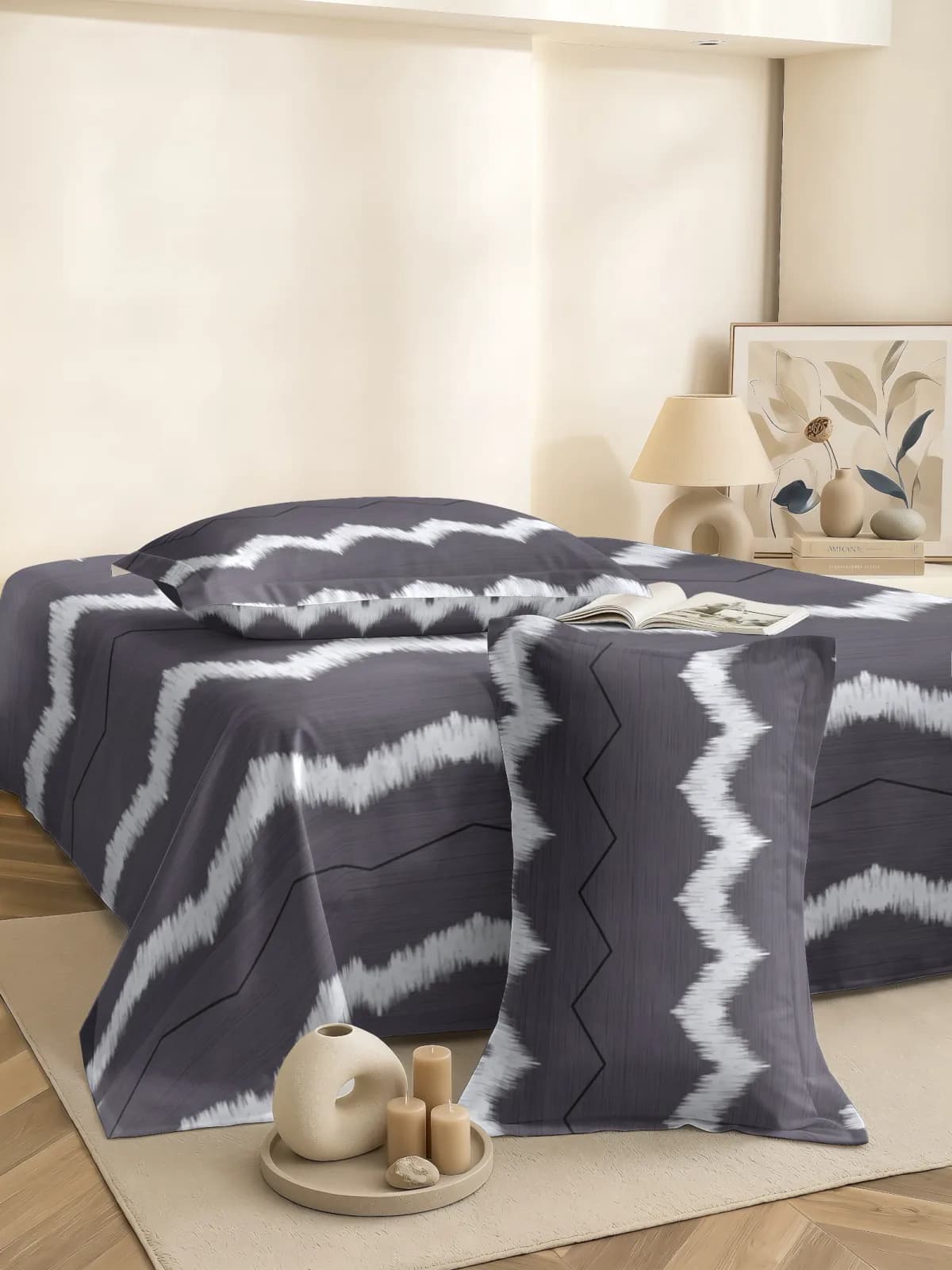 Rome Collection 210 TC Cloud Cotton King Bedsheet Set | 108x108 inches