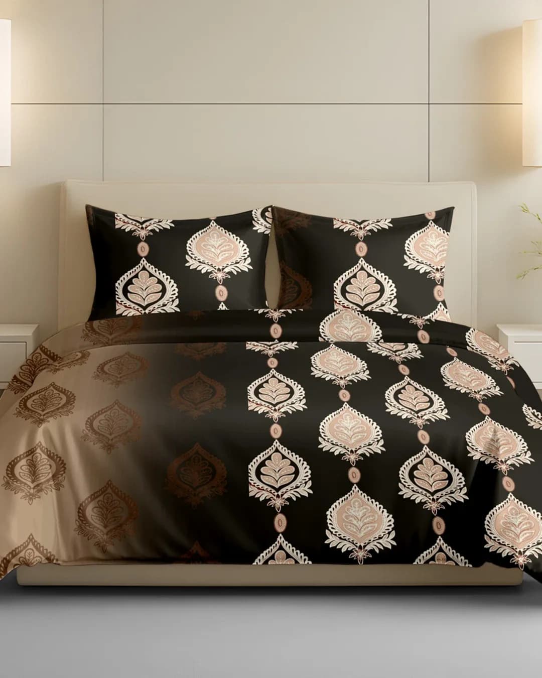 QHxHOMCOT Royal Dual Tones Procian 100% Pure Cotton 3Pc Double Bedding Set | Ombre Shades | 90x100 Inches