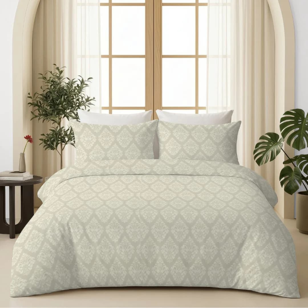 Self-Embossed King Bedding Set | Textured Soft Fabric | Mint Green