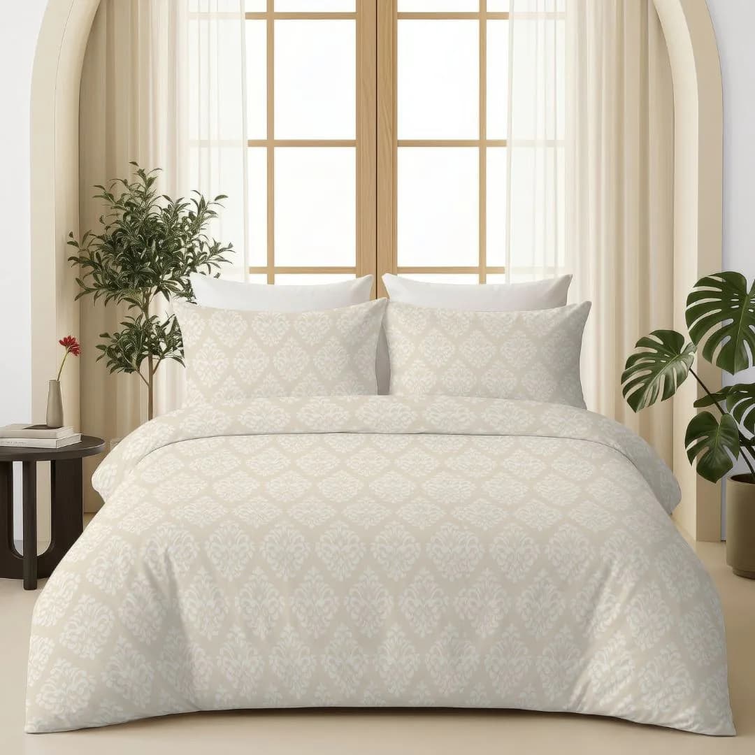Self-Embossed King Bedding Set | Textured Soft Fabric | Pearl White
