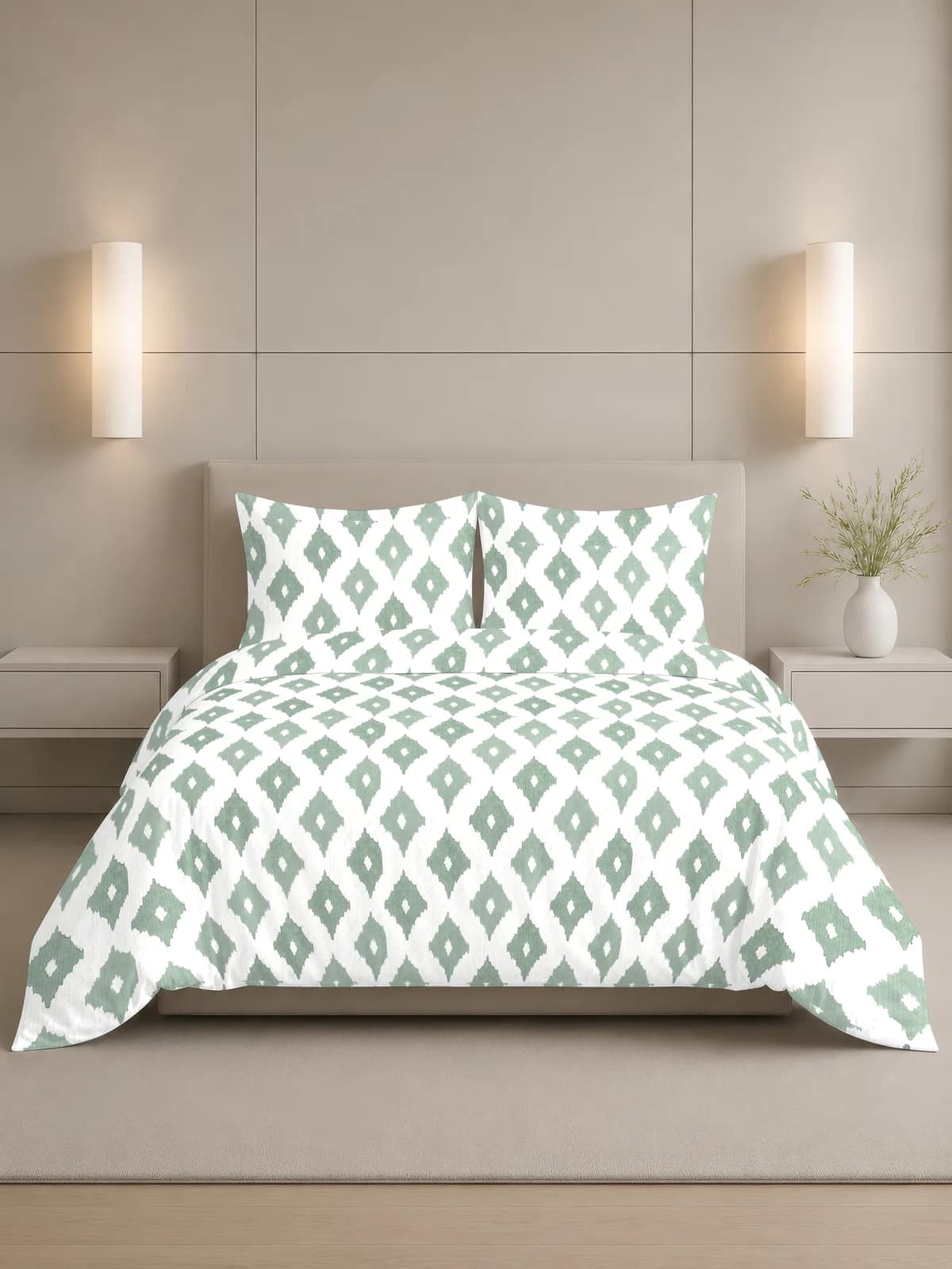 QHxHOMCOT Boho Mauve 180 TC 100% Pure Cotton Double Bedding Set | 90x100 Inches