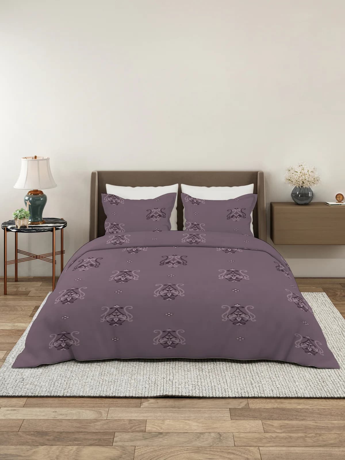 QHxHOMCOT Kalamkari 100% Pure Cotton King 3Pc Bedding Set | 108x108 Inches