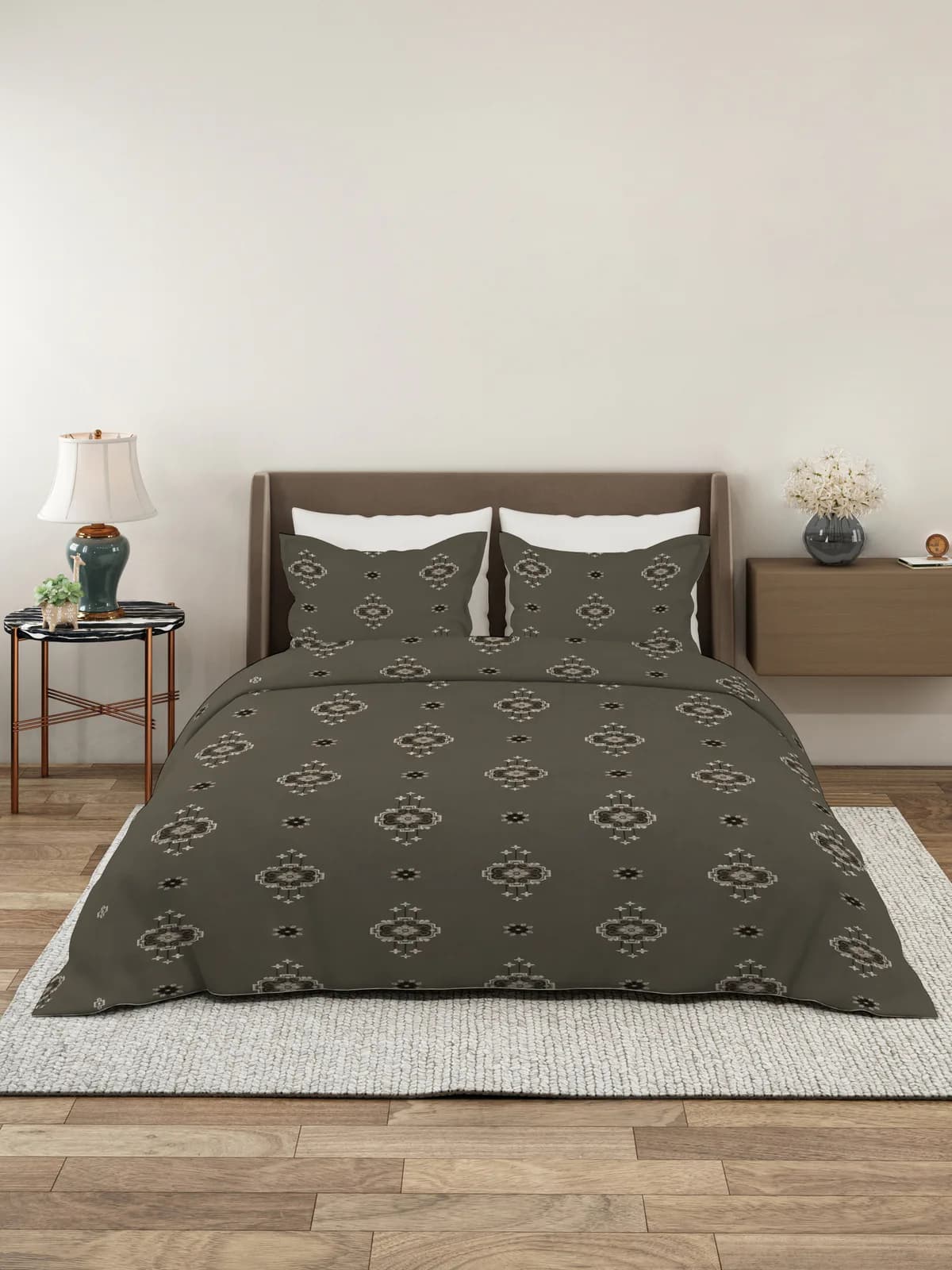 QHxHOMCOT Kalamkari 100% Pure Cotton King 3Pc Bedding Set | 108x108 Inches