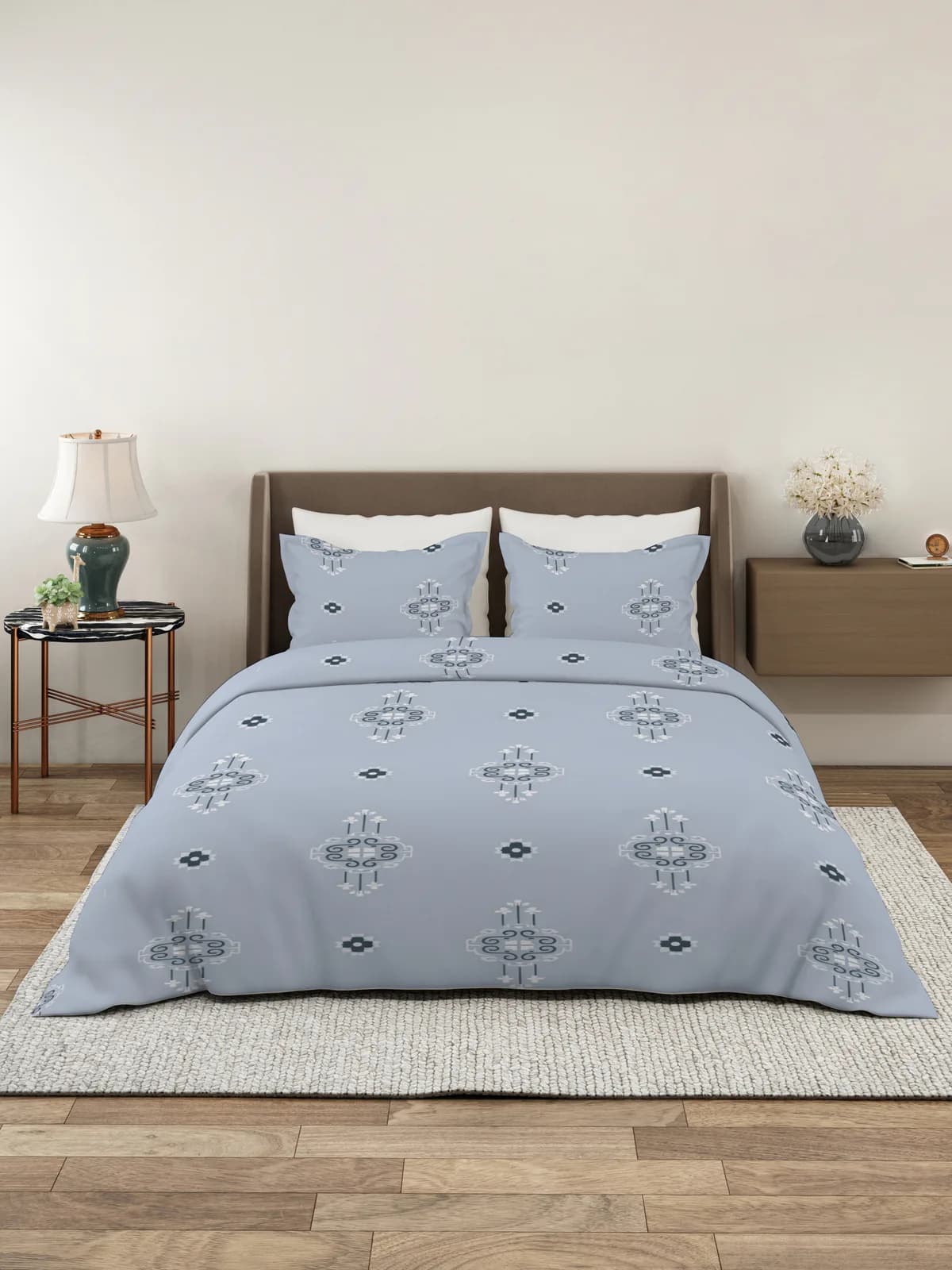 QHxHOMCOT Kalamkari 100% Pure Cotton King 3Pc Bedding Set | 108x108 Inches