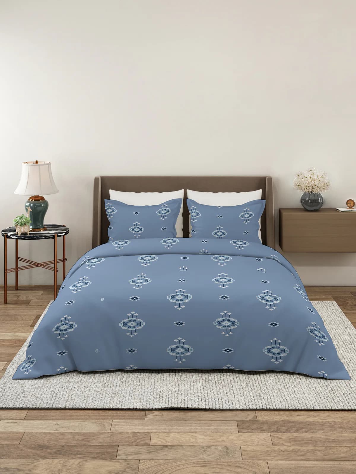 QHxHOMCOT Kalamkari 100% Pure Cotton King 3Pc Bedding Set | 108x108 Inches