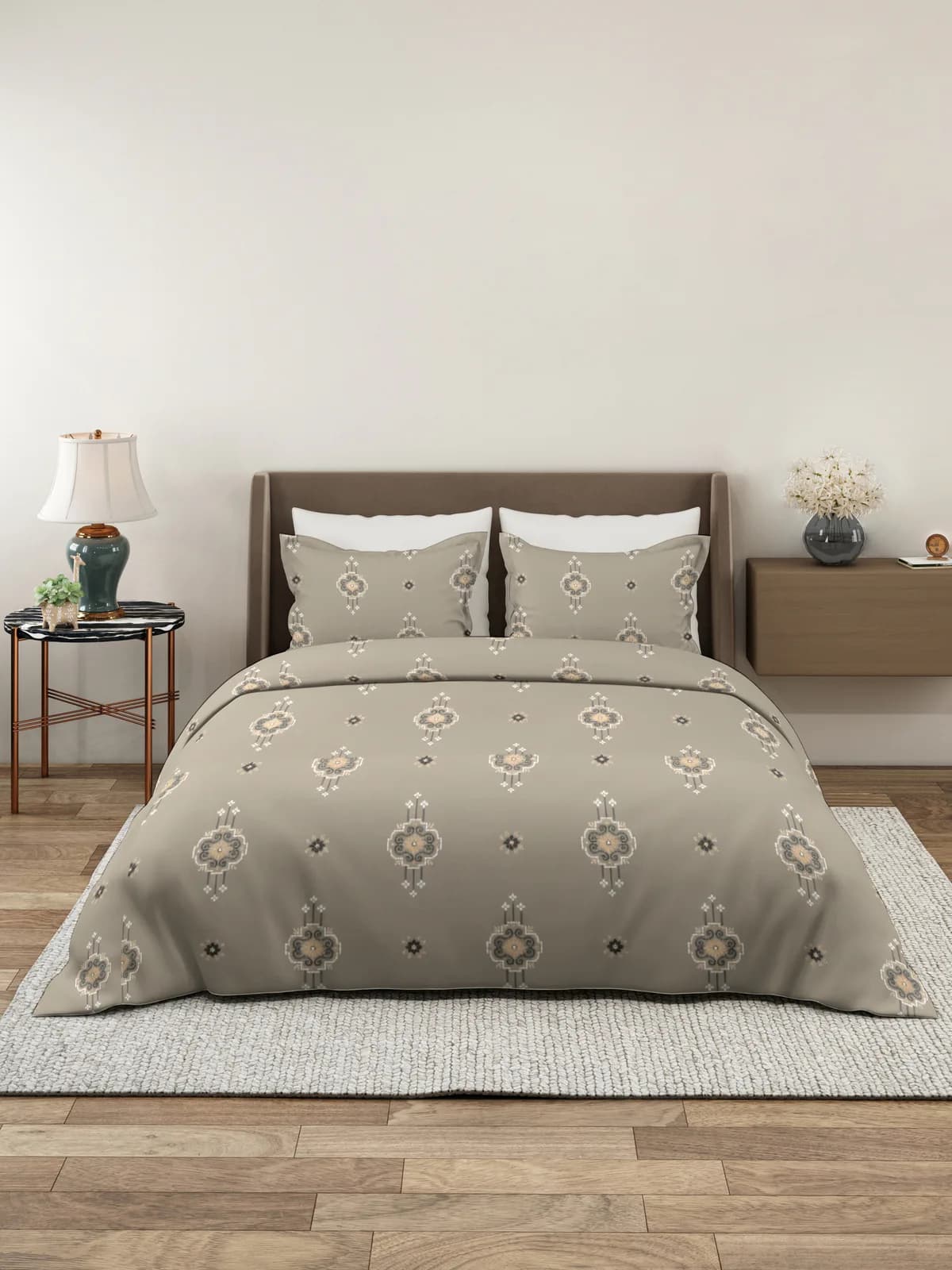QHxHOMCOT Kalamkari 100% Pure Cotton King 3Pc Bedding Set | 108x108 Inches