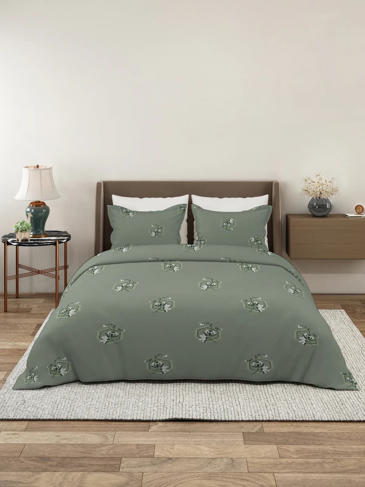 QHxHOMCOT Kalamkari 100% Pure Cotton King 3Pc Bedding Set | 108x108 Inches