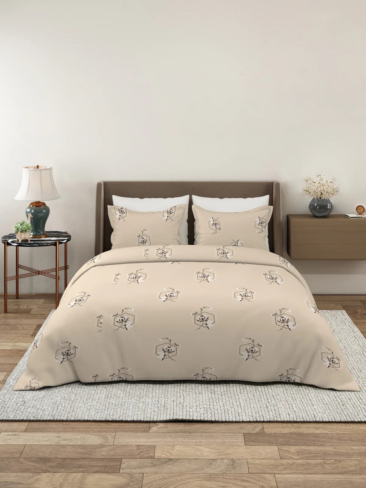 QHxHOMCOT Kalamkari 100% Pure Cotton King 3Pc Bedding Set | 108x108 Inches