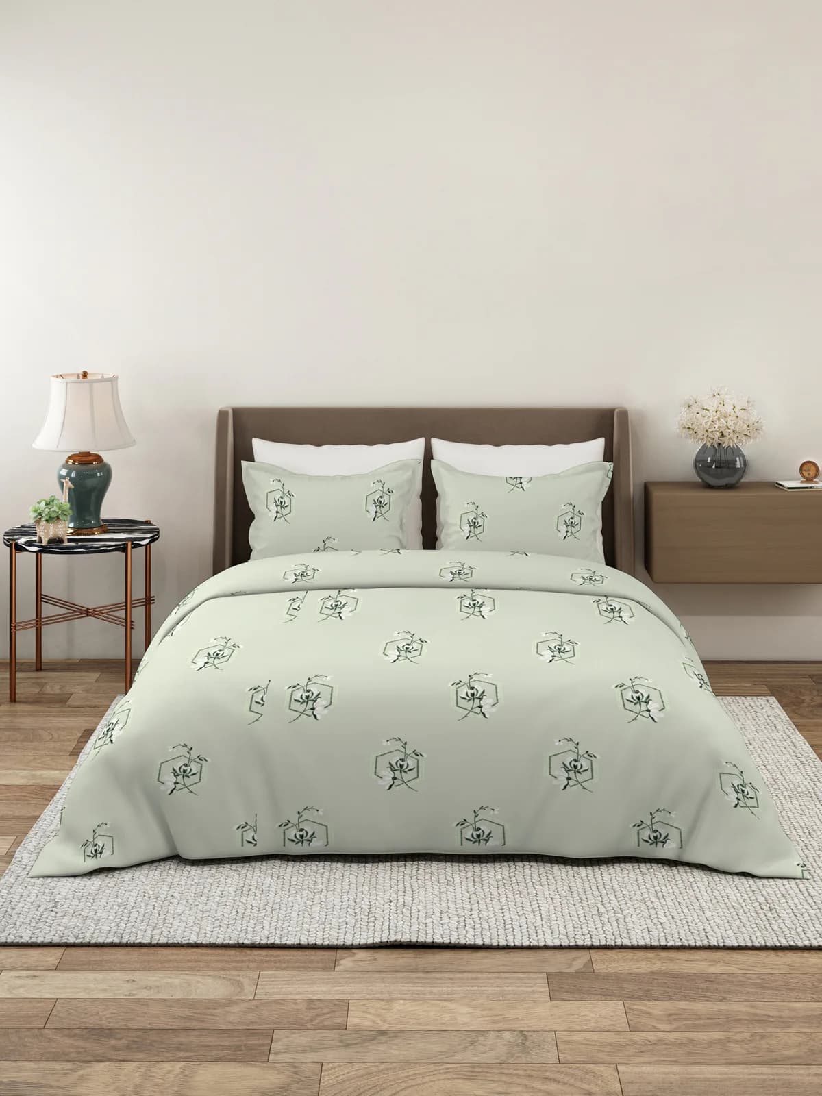 QHxHOMCOT Kalamkari 100% Pure Cotton King 3Pc Bedding Set | 108x108 Inches
