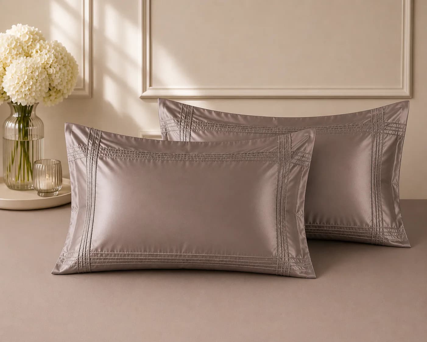 Norway 300TC 100% Pure Cotton Satin Super King Bedding Set | Mocha