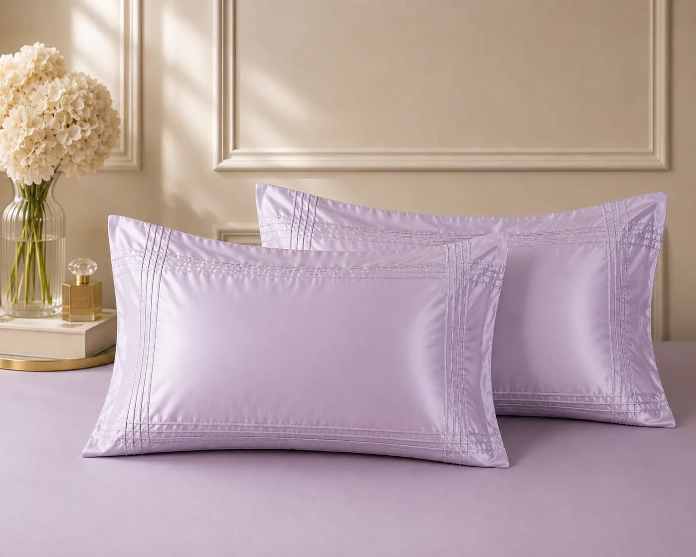 Norway 300TC 100% Pure Cotton Satin Super King Bedding Set | Lilac