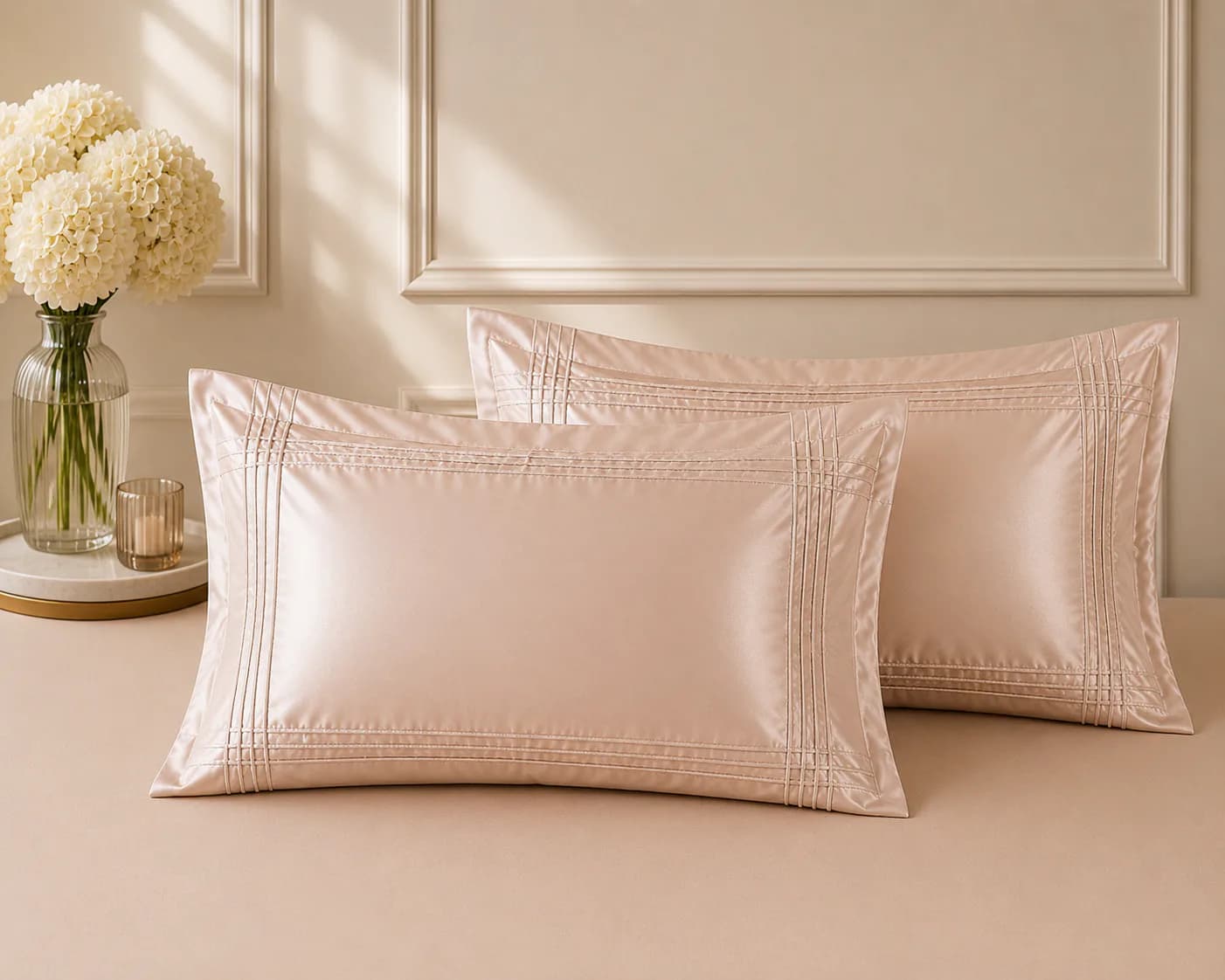 Norway 300TC 100% Pure Cotton Satin Super King Bedding Set | Beige